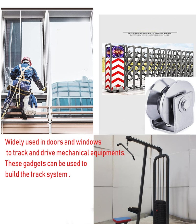 Chiloskit Heavy Duty Pulley Block with Bracket for Rope, 2 inch 304 Stainless Steel Sliding Gate Caster Bearing V Groove Guide Rollers Wheel System for Lifting,660 lbs Capacity (V) - Image 3